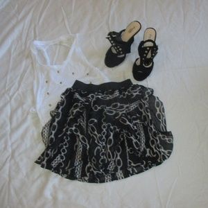 Wet Seal Black Skirt Chain Pattern with Ruffles